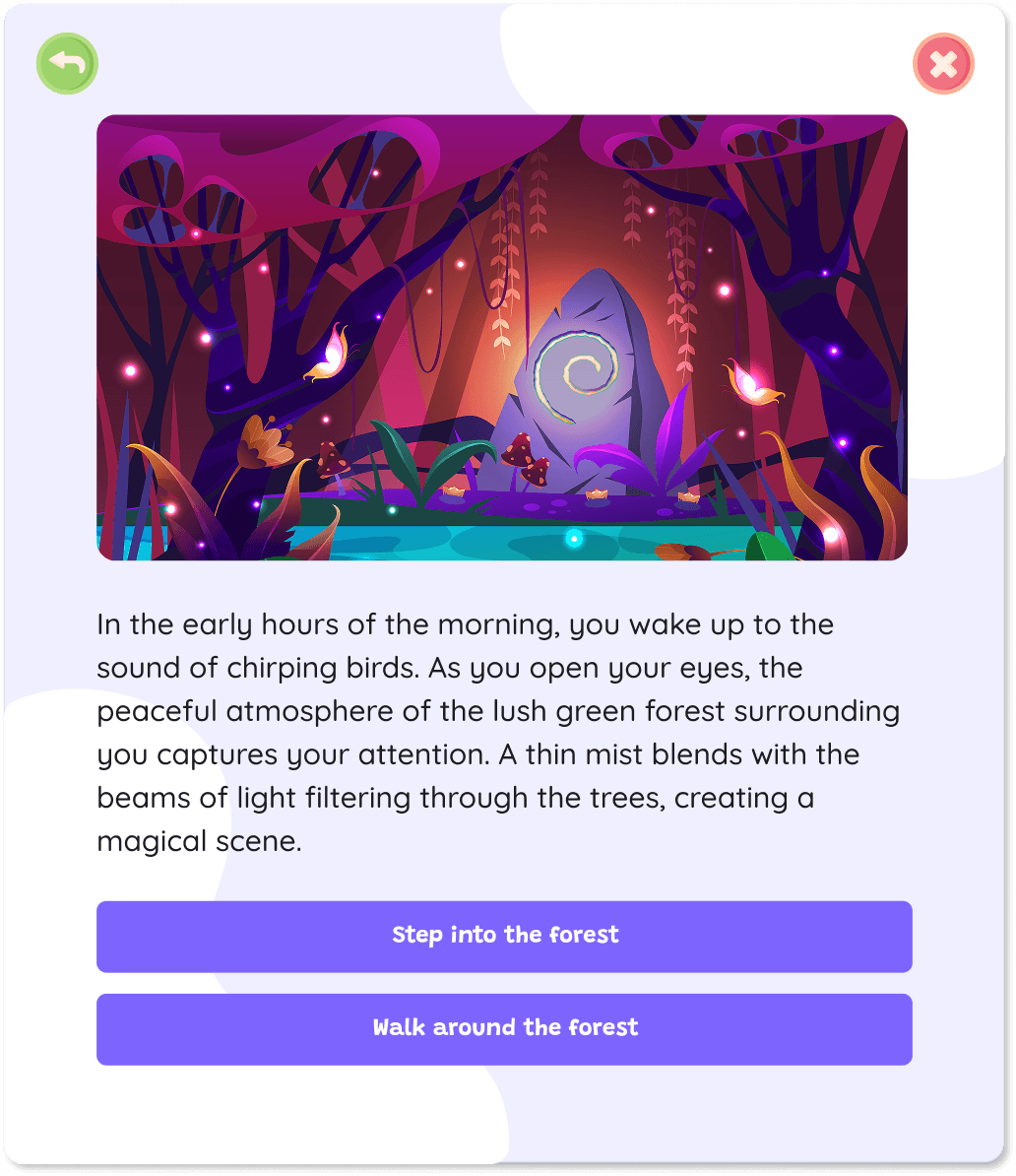 Interactive story with choice buttons